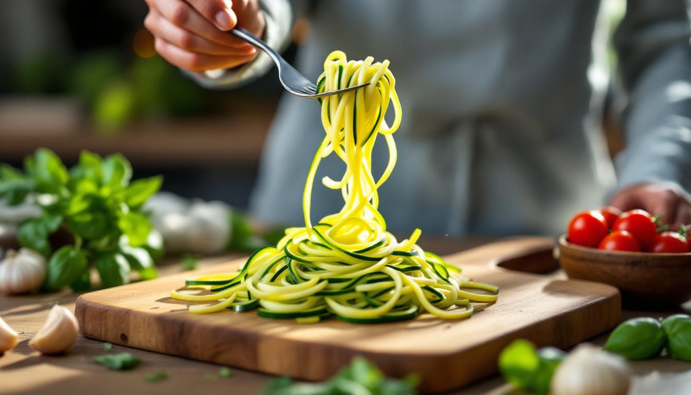 découvrez comment préparer des spaghetti de courgette sans utiliser de spiraliseur, une recette simple et healthy pour des repas légers et savoureux.